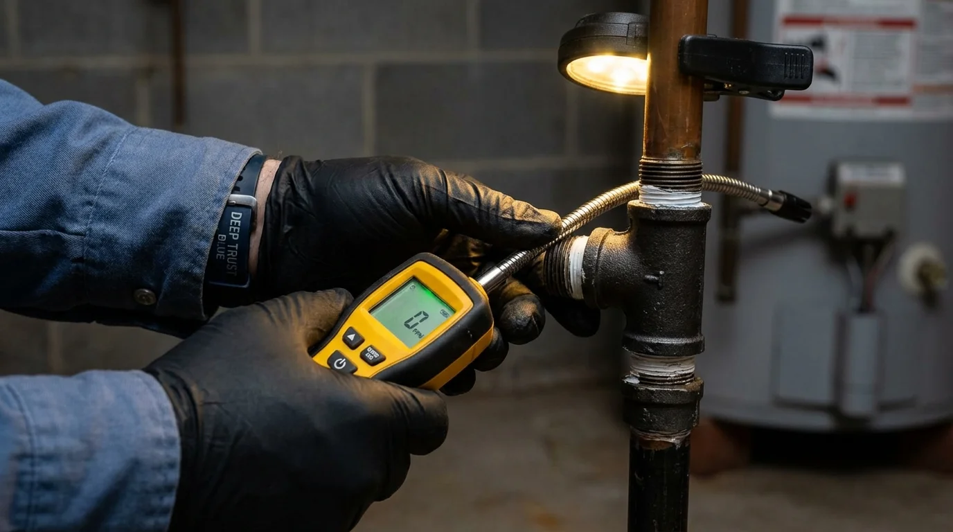 Gas leak detection with electronic sniffer by Johns Plumbing LLC in Irving