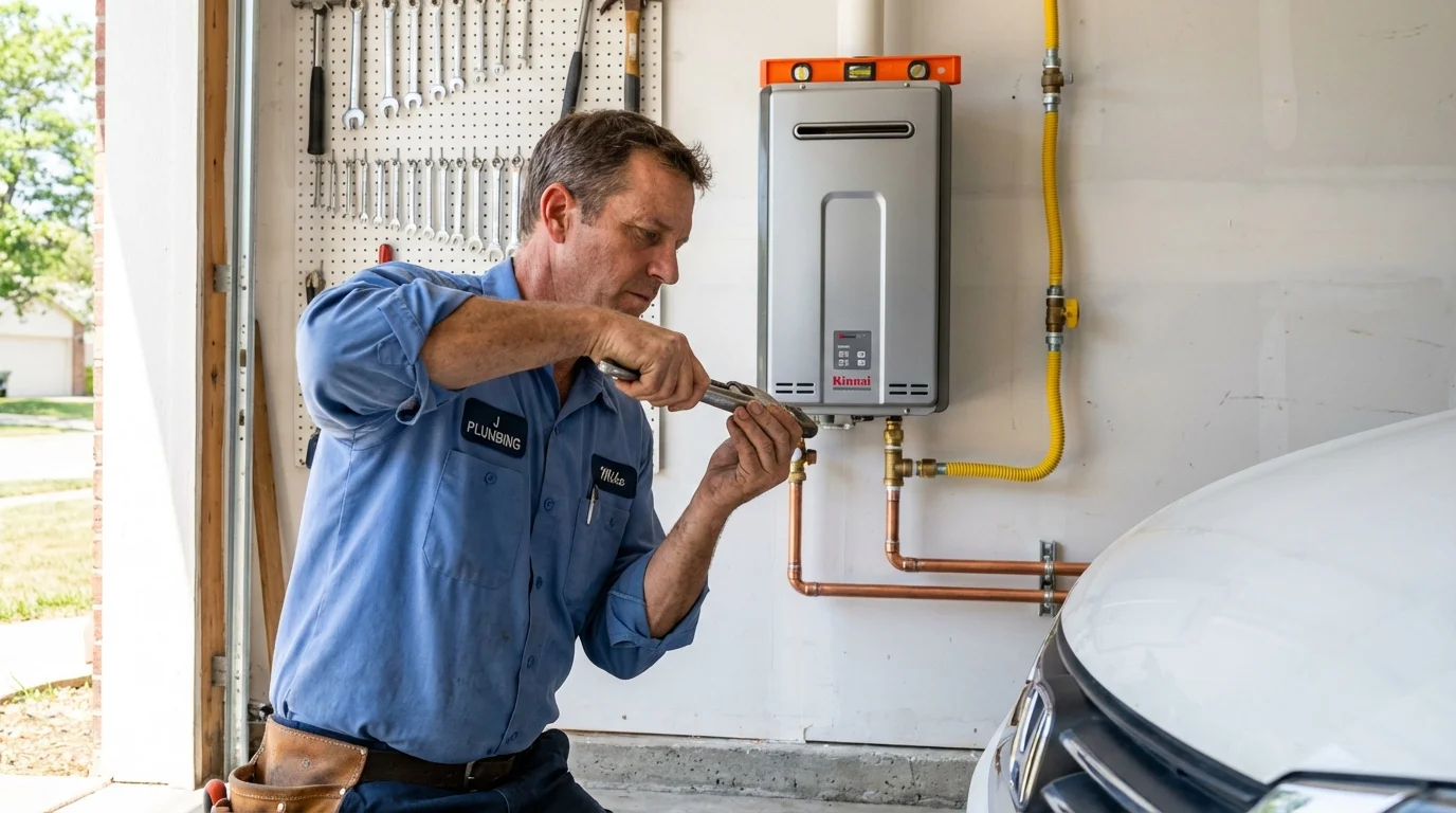 Tankless water heater installation by a Johns Plumbing LLC plumber in Irving